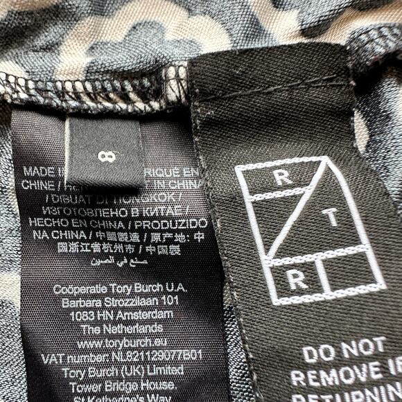 Tory Burch Black White Flower Top SIZE 8 Bodycon Long Sleeve Mockneck Silk $448 - Picture 12 of 13